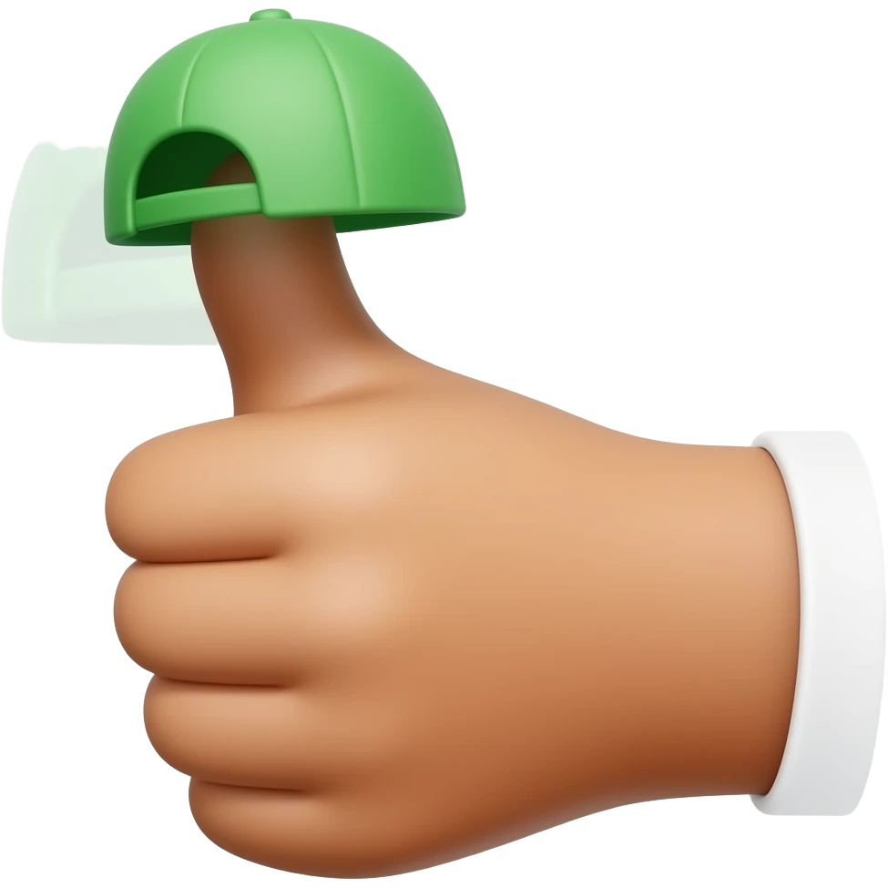 a tanned thumb emoji with a green cap emoji