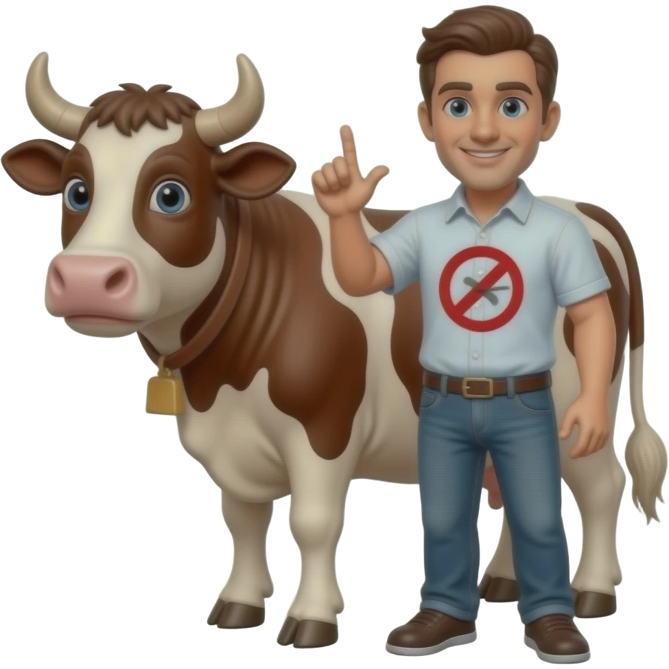 🙅‍♂️ + 🐮 emoji