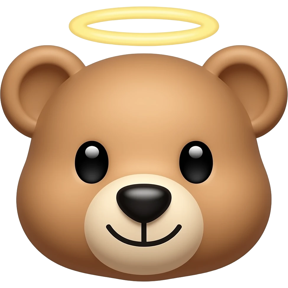 Teddy bear head with hallow emoji