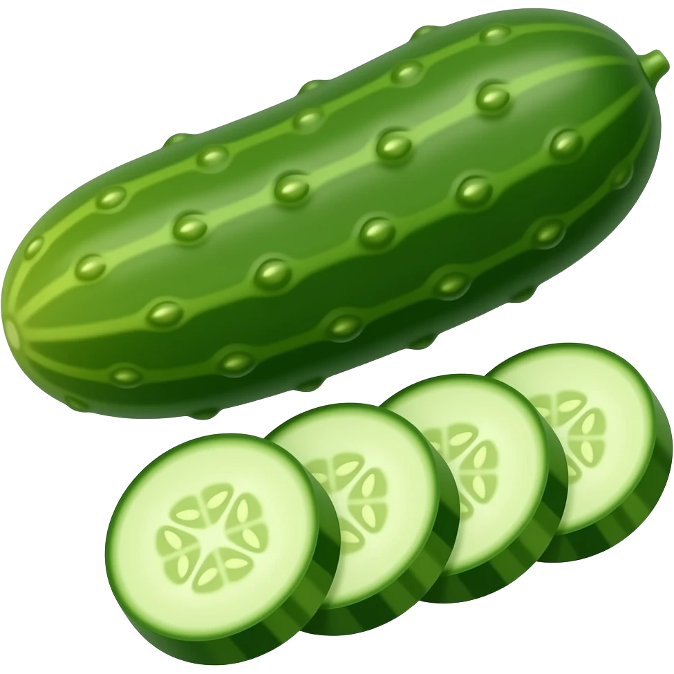 ripe whole and four sliced Cucumber emoji