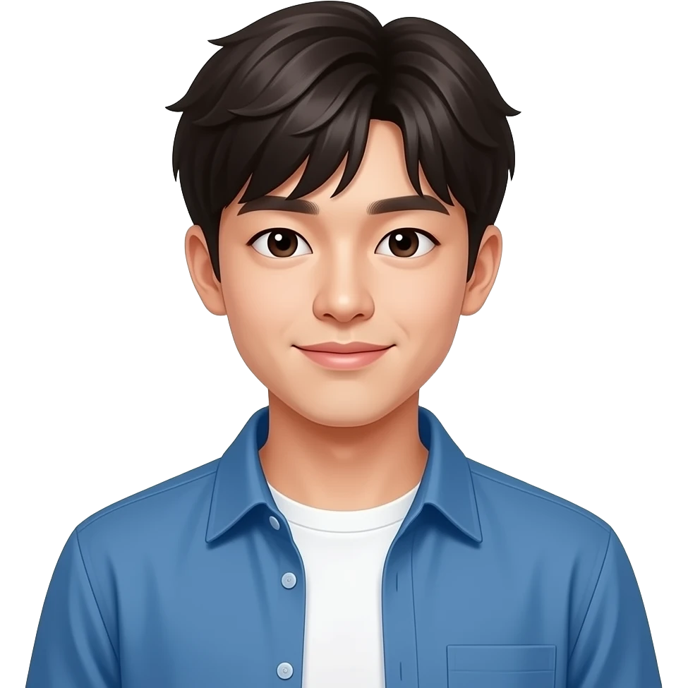 korean-young-man-+-white-t-shirt,-blue-shirt emoji