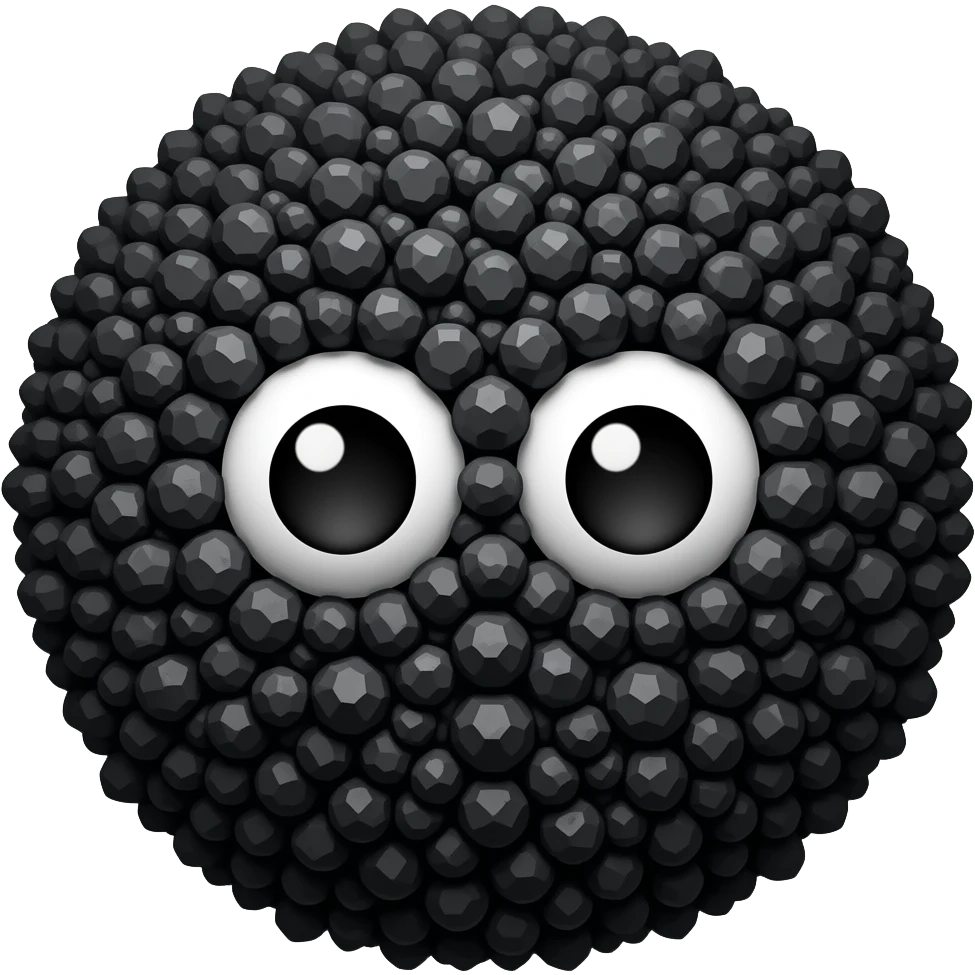 Charbon actif avec des yeux mignons emoji