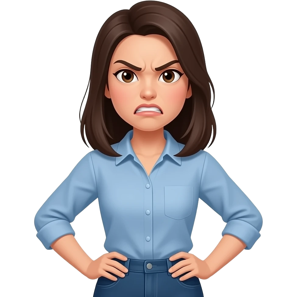 Short Asian women angry with her hands on her hips emoji