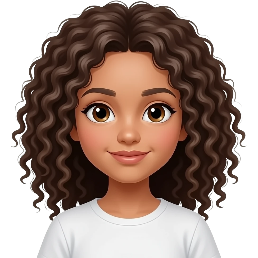 Mixed race black and white girl with brown curly hair emoji