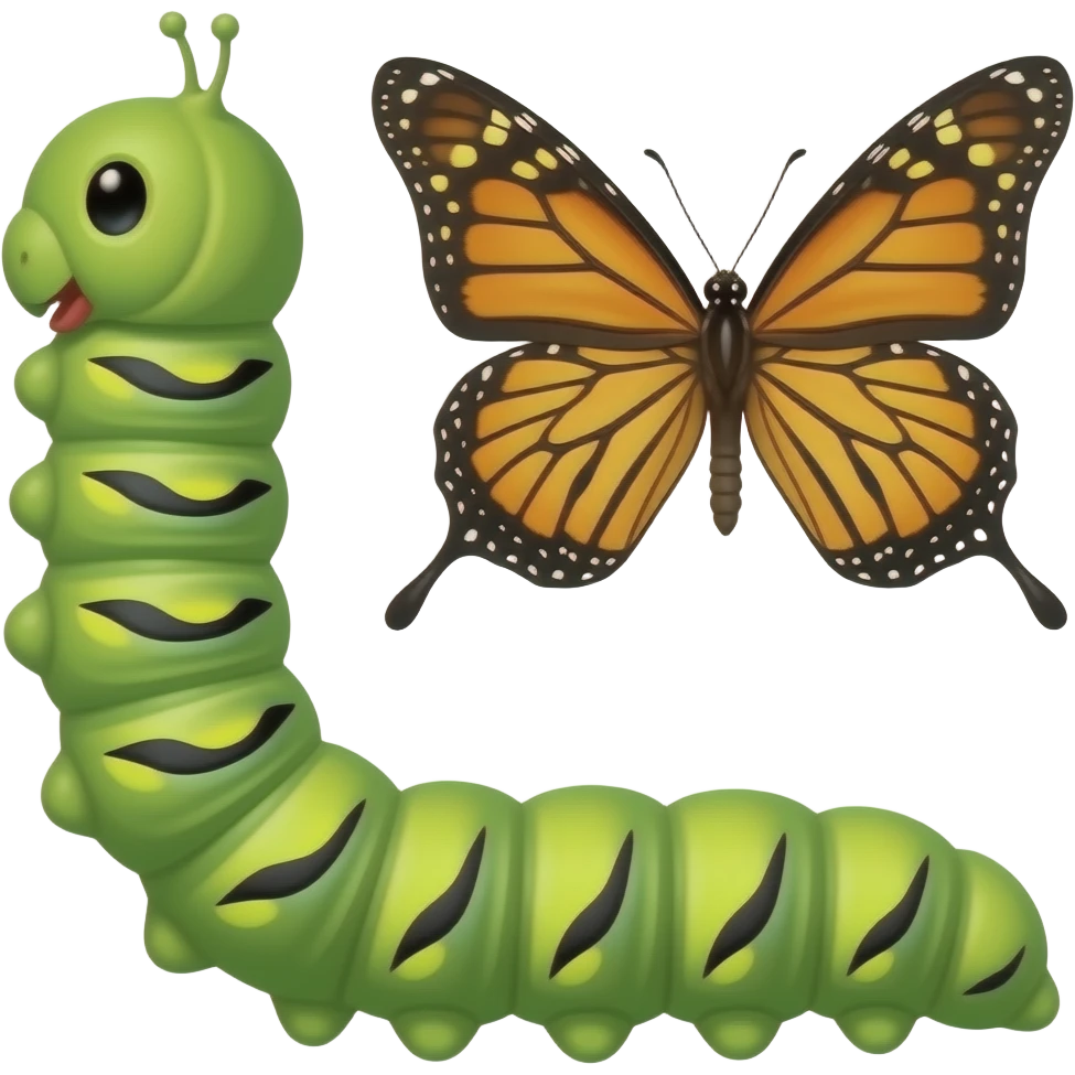Caterpillar vs 🦋 emoji