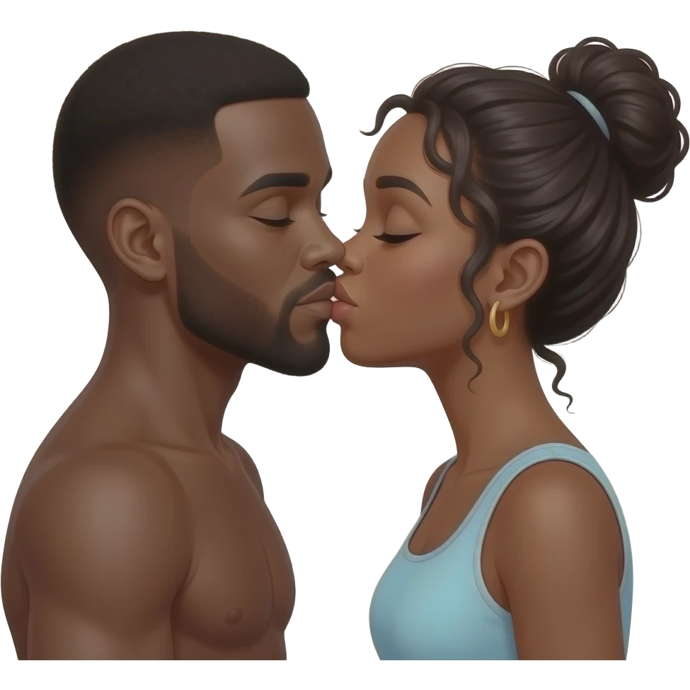 Negra beijando outro negro emoji