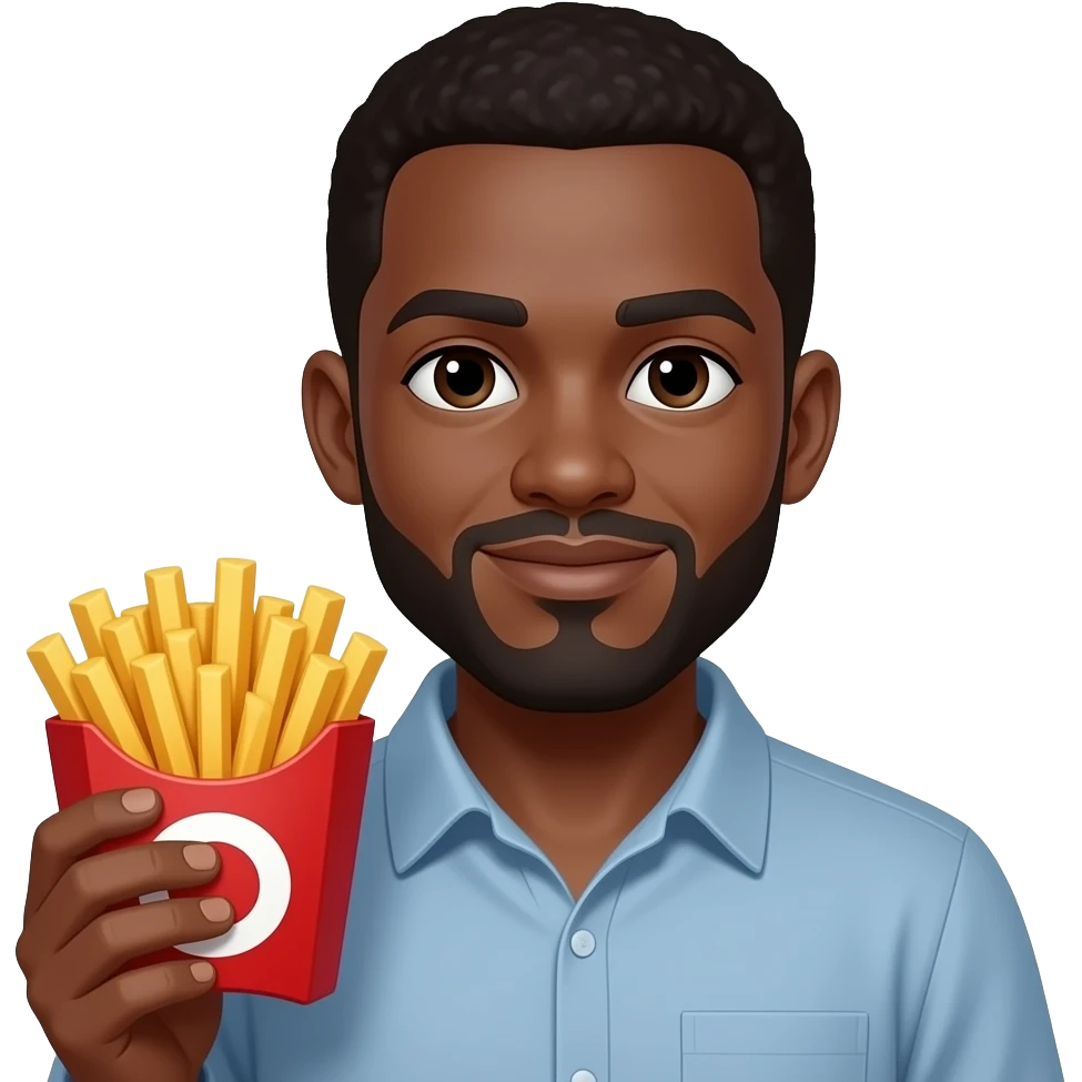 black man holding fries emoji
