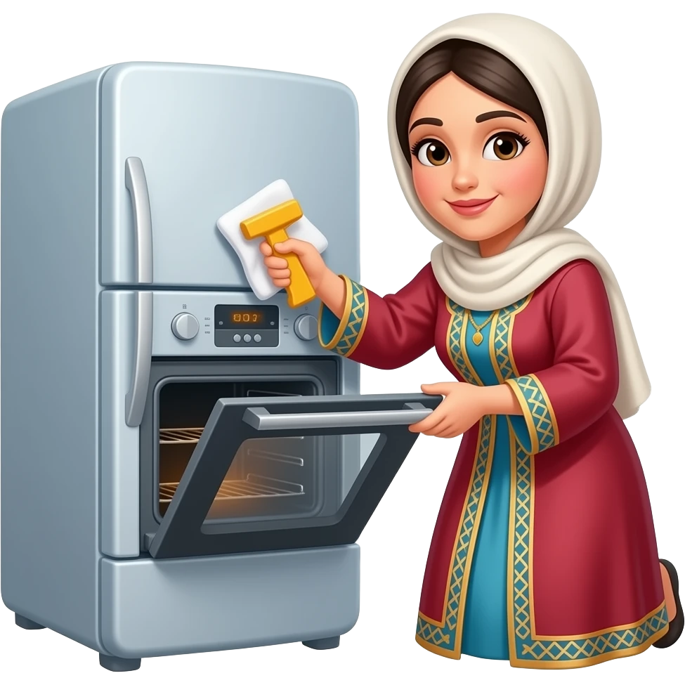 Moroccan women cleaning Oven Fridge emoji