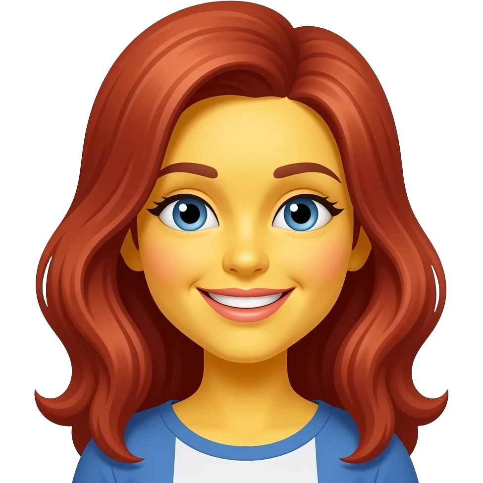 French yellow girl Smiley face with red hair emoji