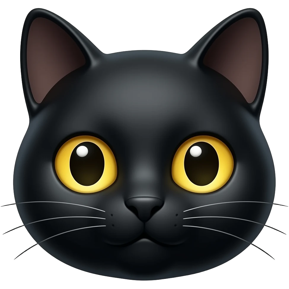 black cat face cute yellow eyes emoji