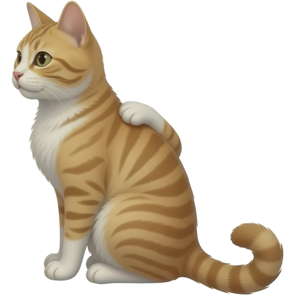 一直侧背对我们，双手背在后面，站着的小猫 emoji