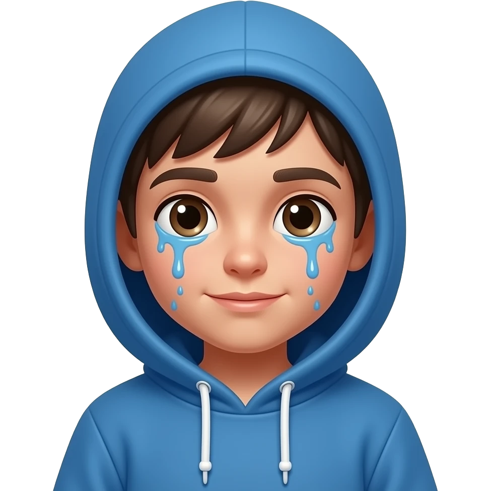 Drippy kid with a lue emoji
