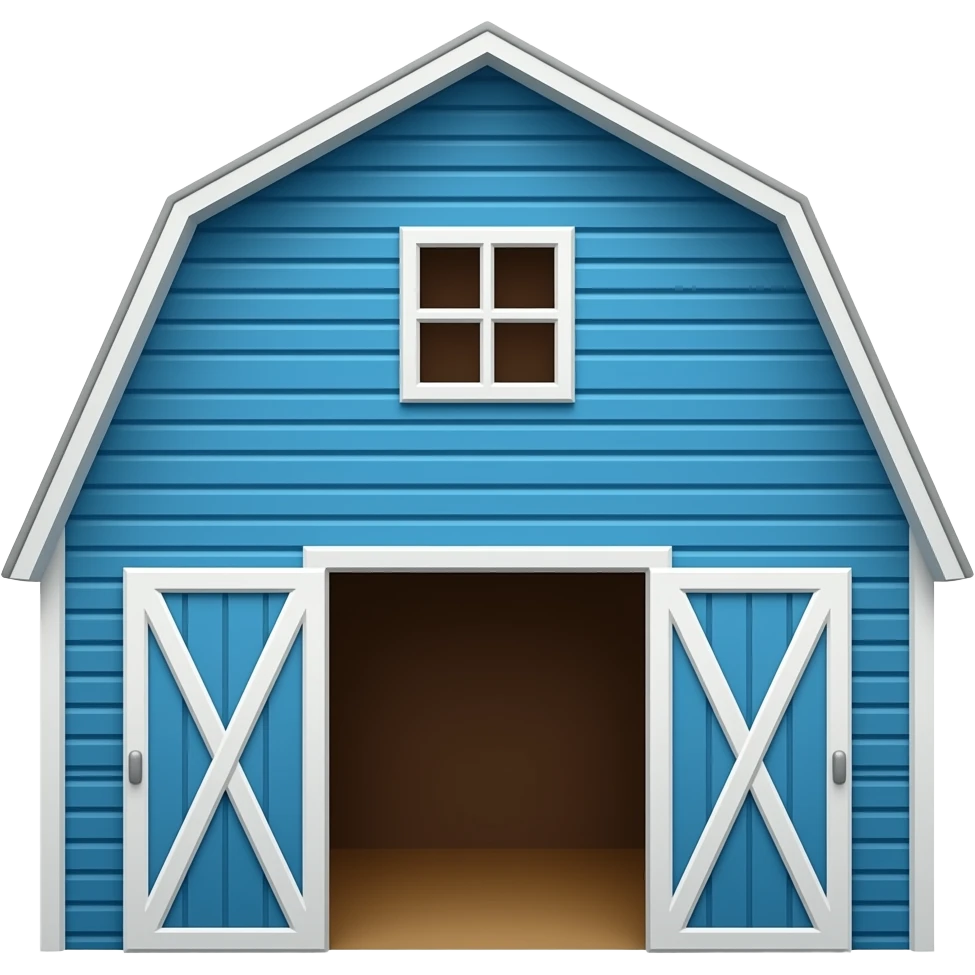 blue farm barn, please remove background, door is opened emoji