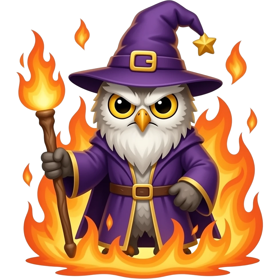 owl wizard angry fire emoji