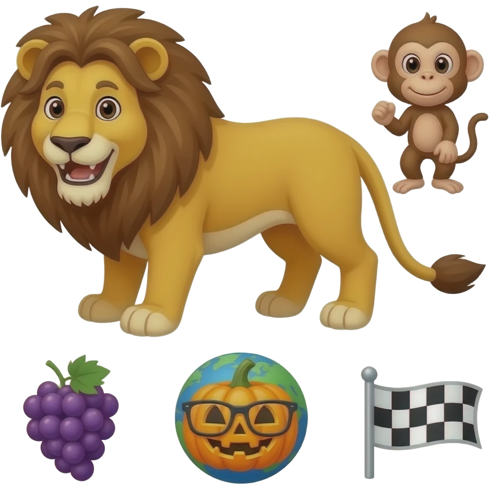 🦁😀🐵🍇🌍🎃👓🏧🏁 emoji