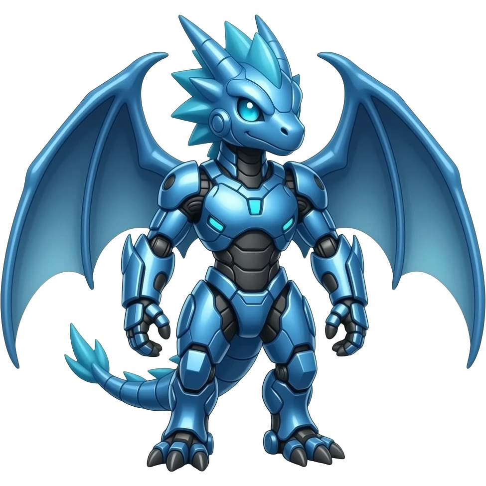 a shiny blue Genesect-Flygon-Raptor-Fakémon emoji