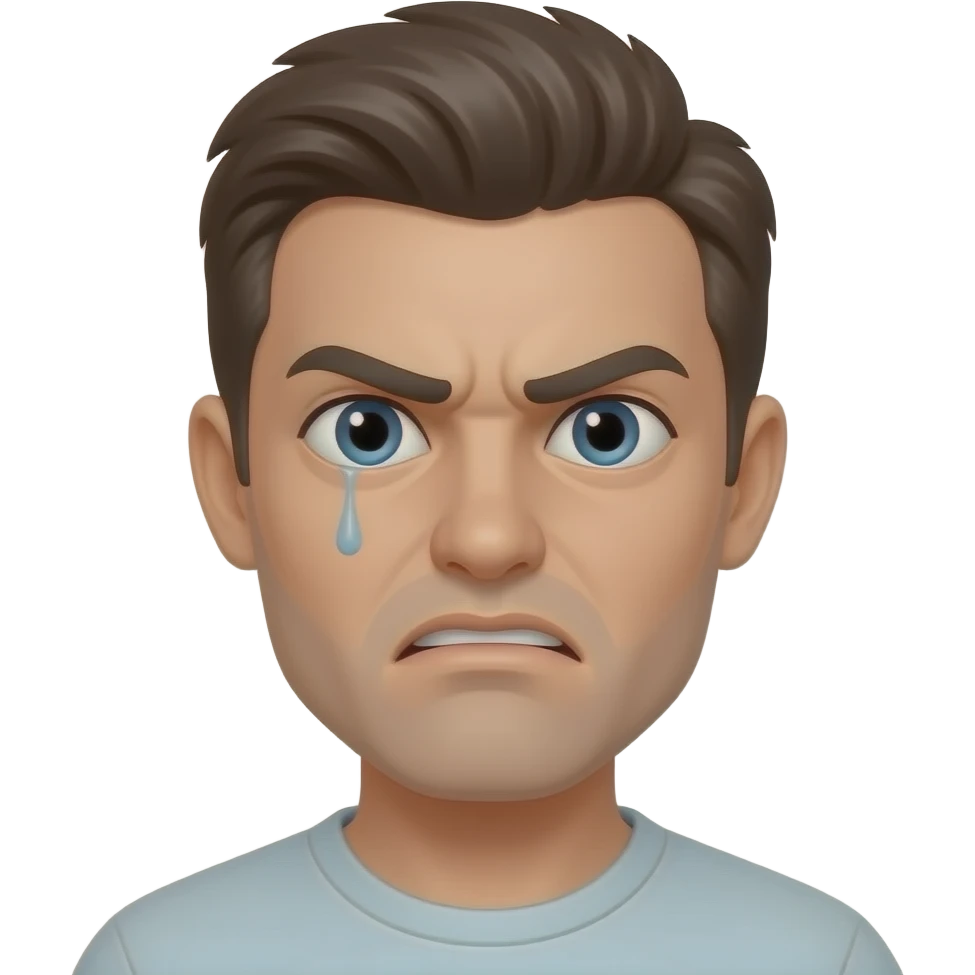 Half angry half sad emoji