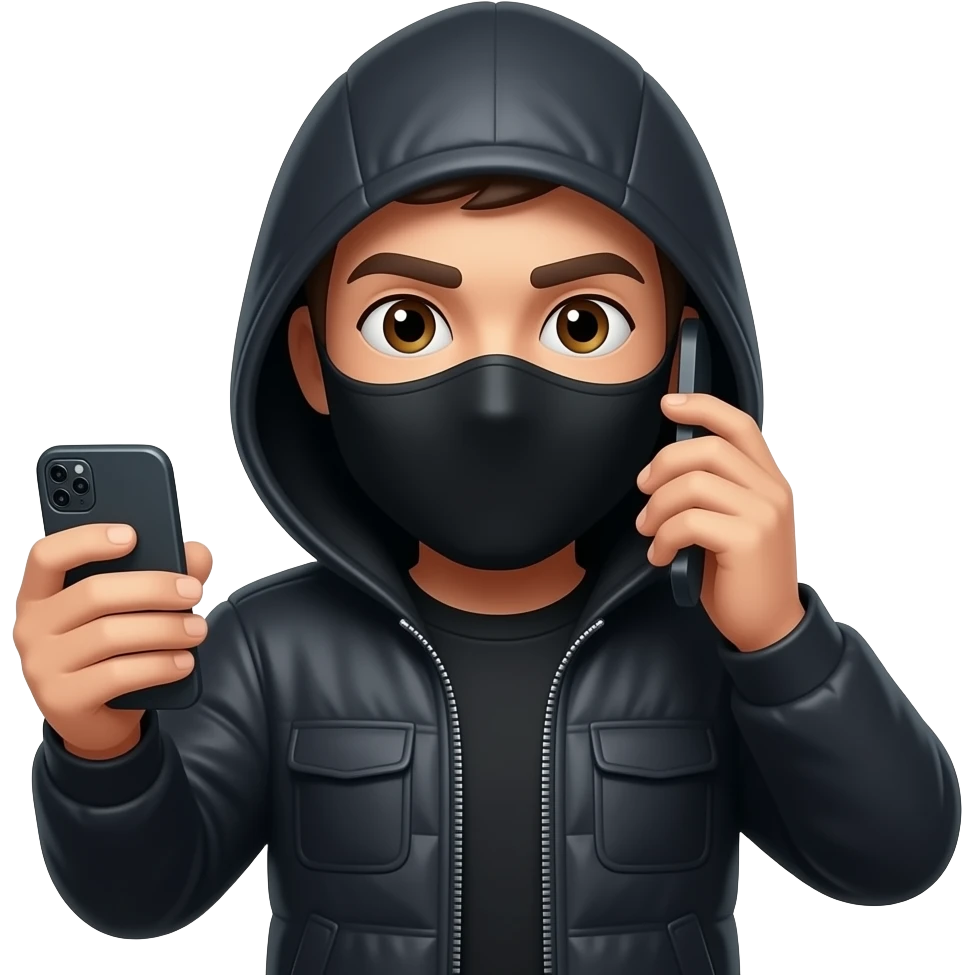 Телефонный мошенник в маске emoji