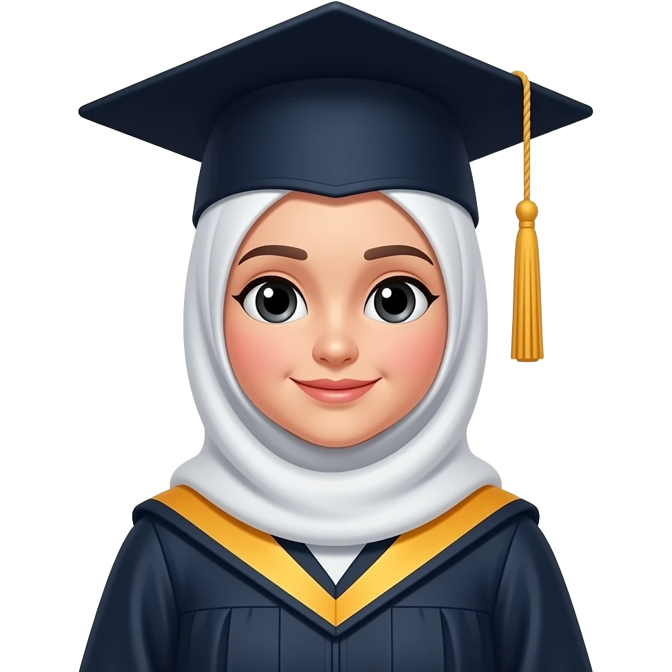 Muslim girl wearing a graduation hat and gown emoji