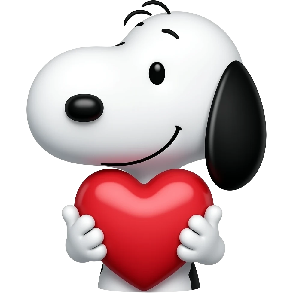 snoopy holding a heart facing forward emoji