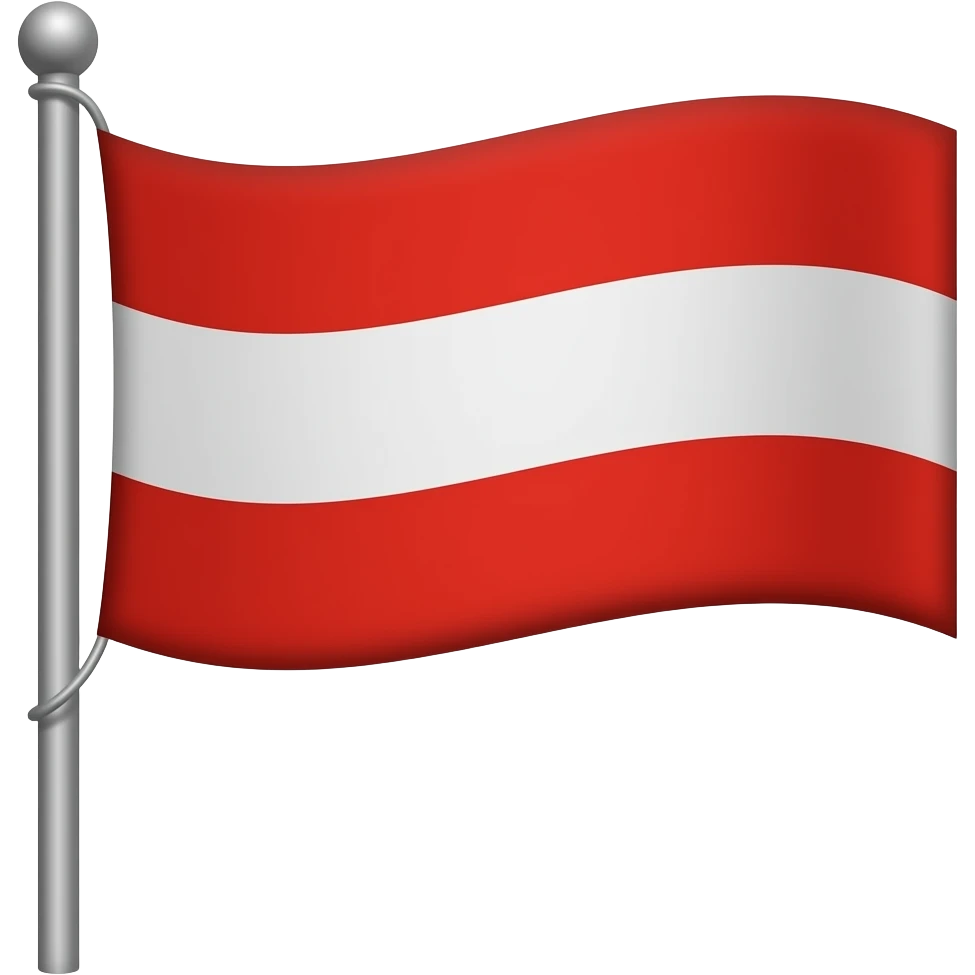 generate a long flag pole with the austrian flag waving emoji