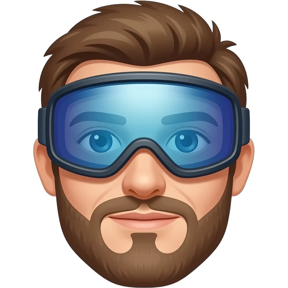 cartoon style, person wearing ski goggles emoji