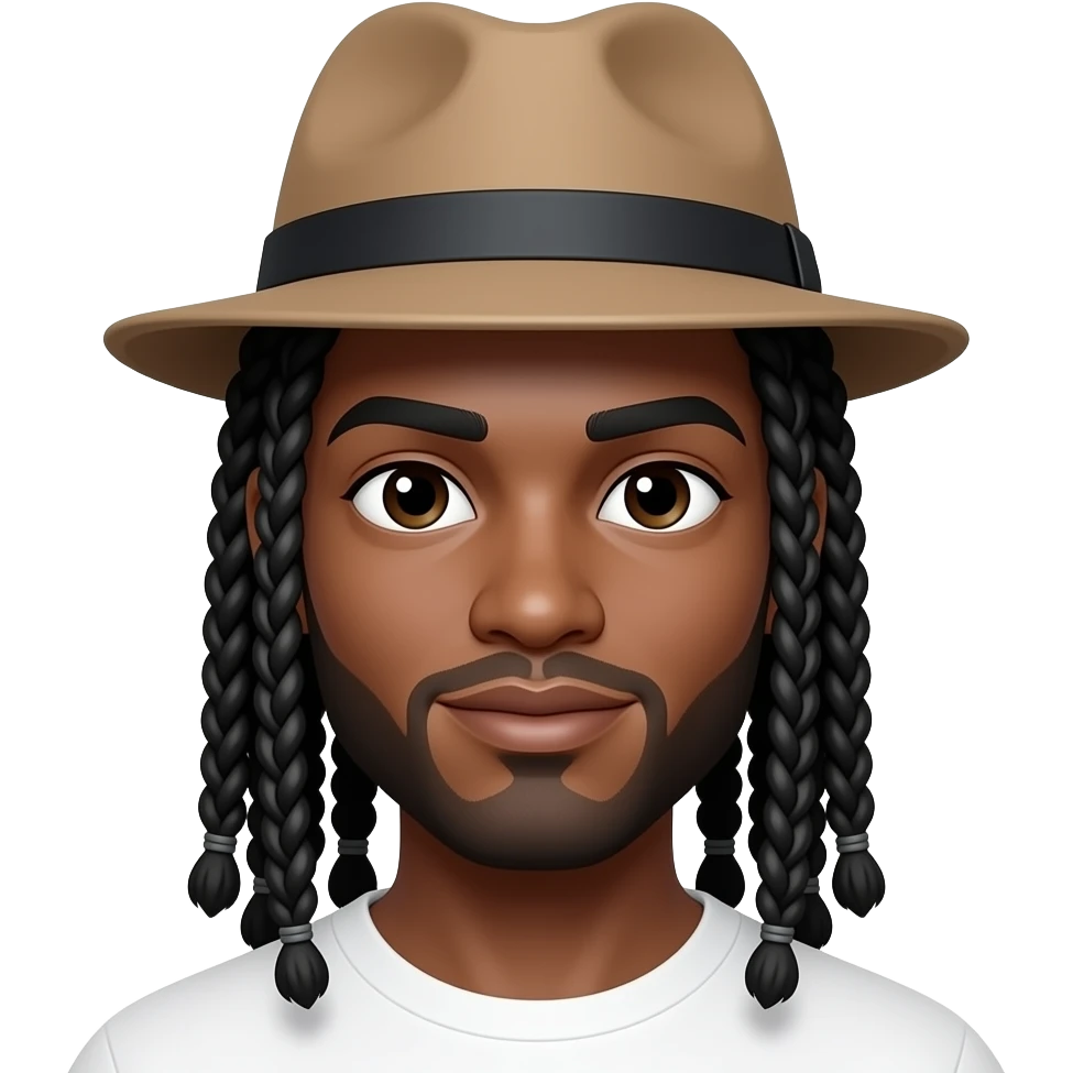 Visage homme noire tresse chapeau emoji emoji