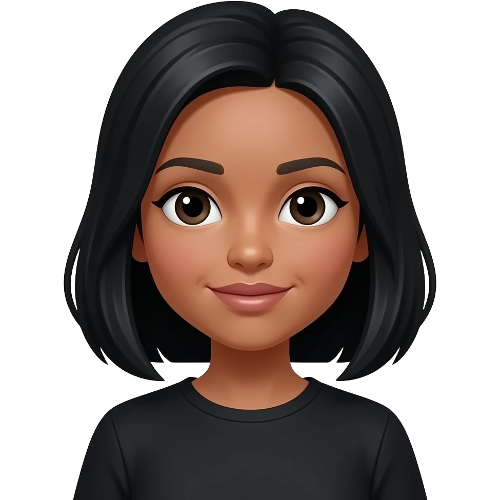 ولونة بشرتها كراميل بنت شعراها اسود وسمرا وعينها اسود ولايبسة اسود emoji