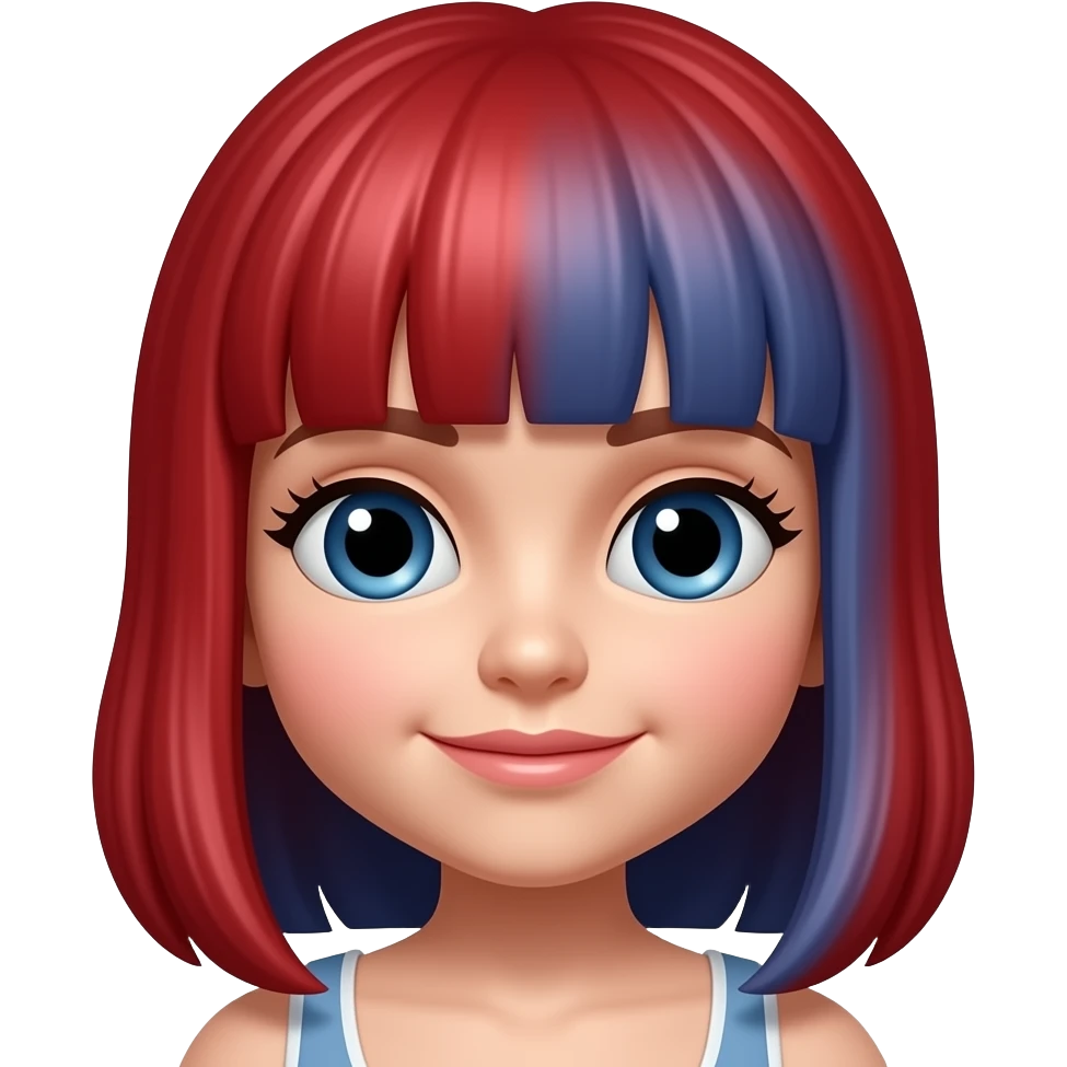 Кукла с красным волосами с синими банбики в полный рост emoji