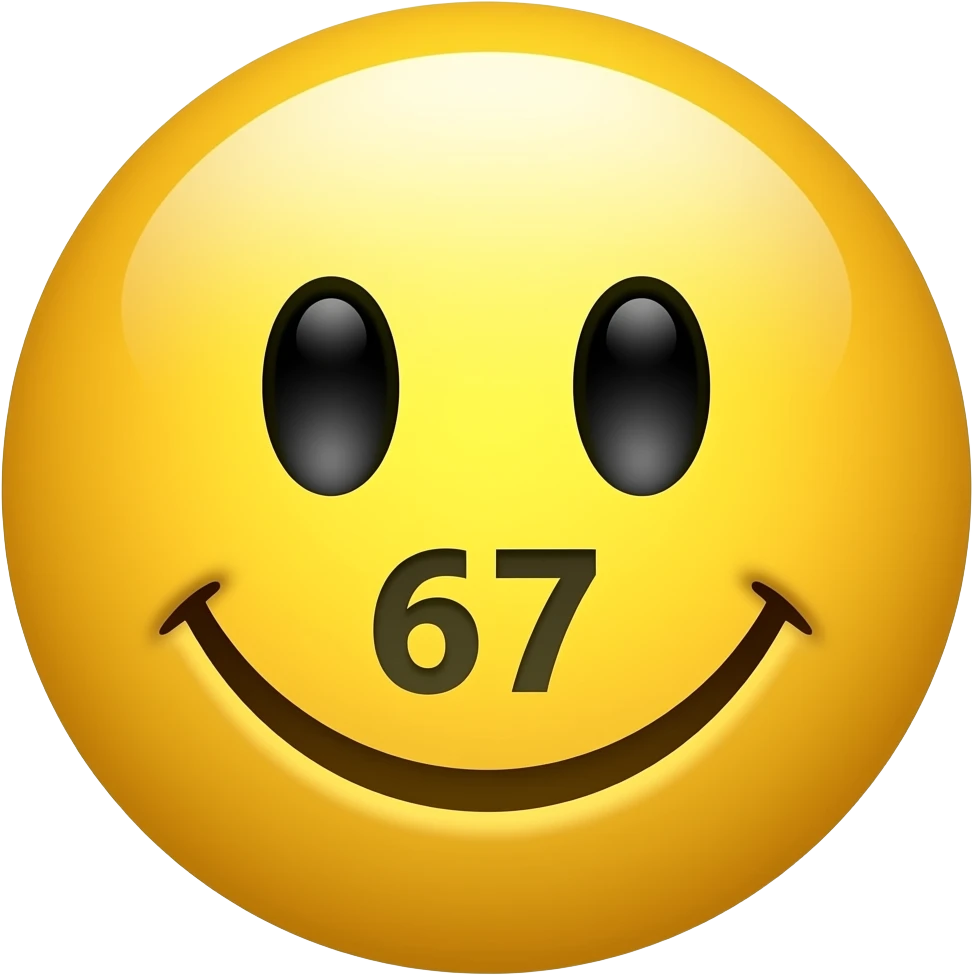 A emoji written 67 on it emoji