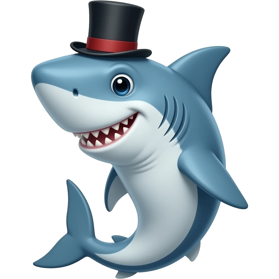 Shark with a top hat emoji