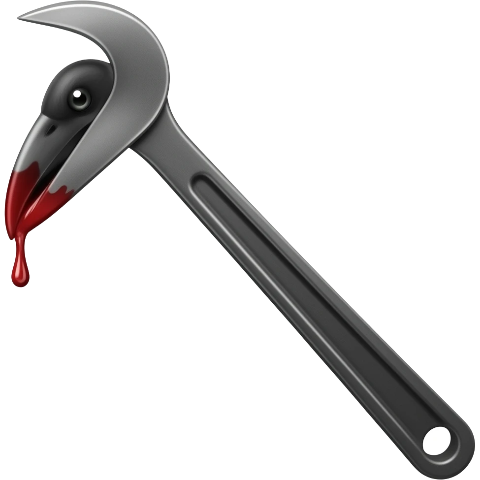 Black crowbar with blood at the end of it emoji