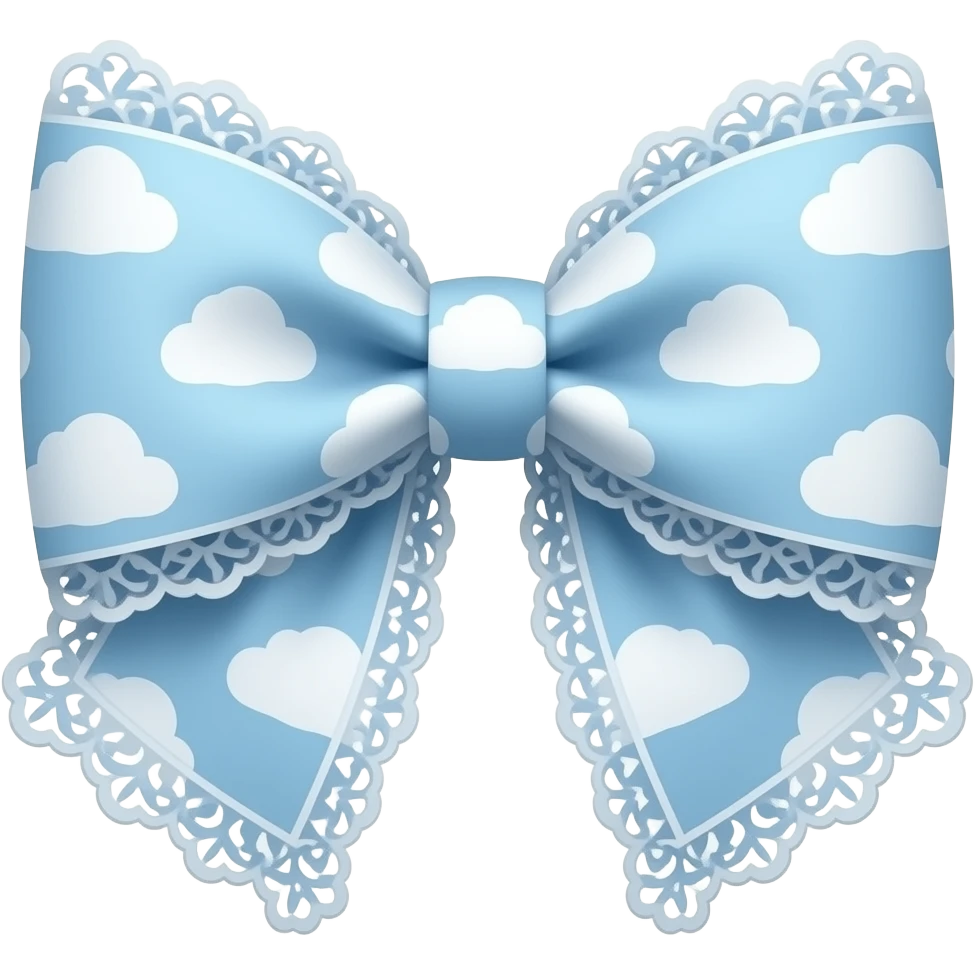 Cute cloudy pattern light blue bow lace coquette bow emoji
