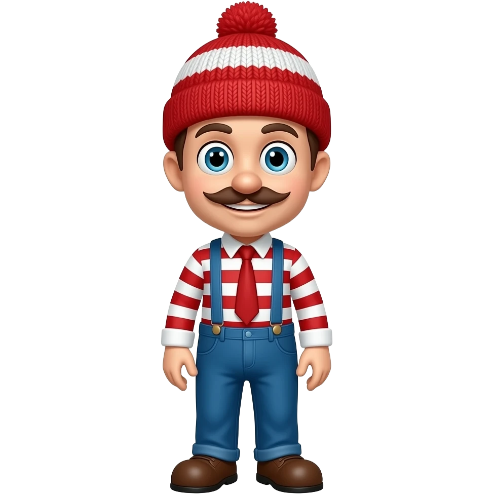 Waldo wearing a red and white striped knit beanie hat(fullbody) emoji