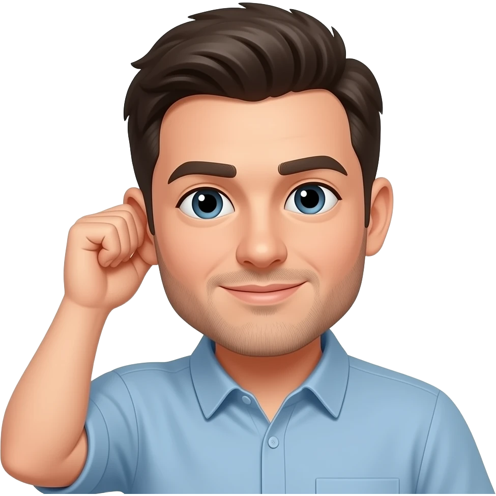 man tugging hair behind one's ear emoji