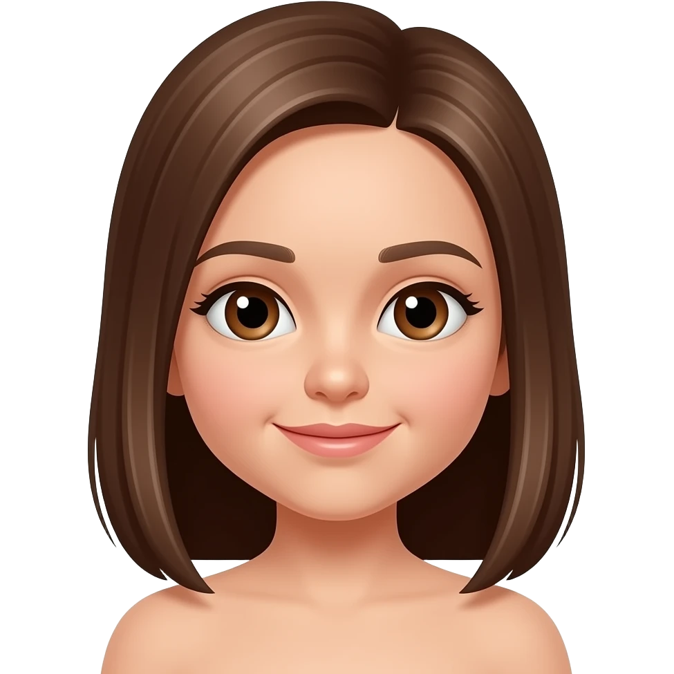 Niña pequeña con pelo castaño liso y ojos marrones emoji