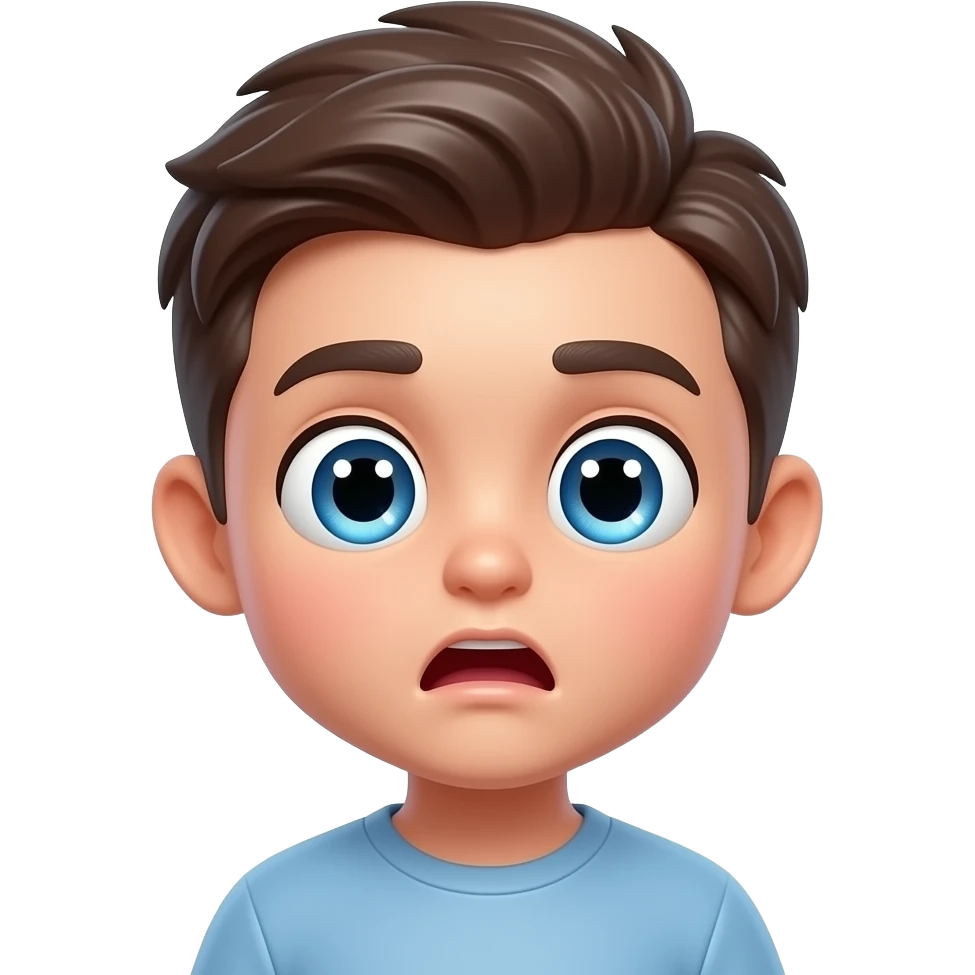 Cute happily shocked emoji with huge sparkling eyes, glowing holographic highlights, glossy 3D texture, floating sparkles and hearts, kawaii internet sticker style emoji