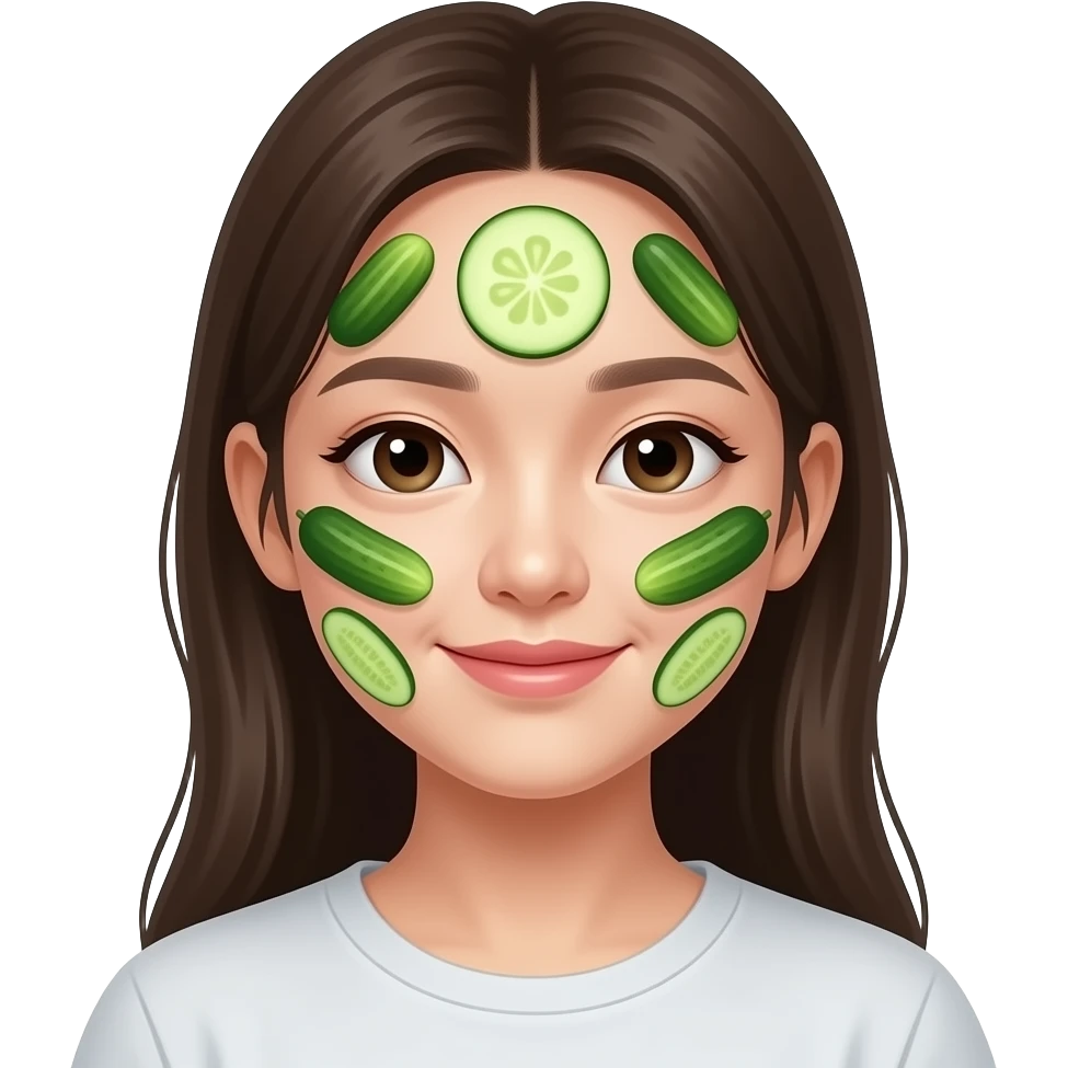 corean girl with several cucumbers in her face emoji