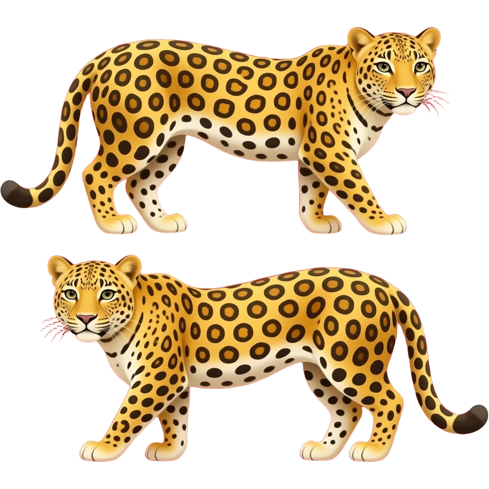 2 gold leopards on red background emoji