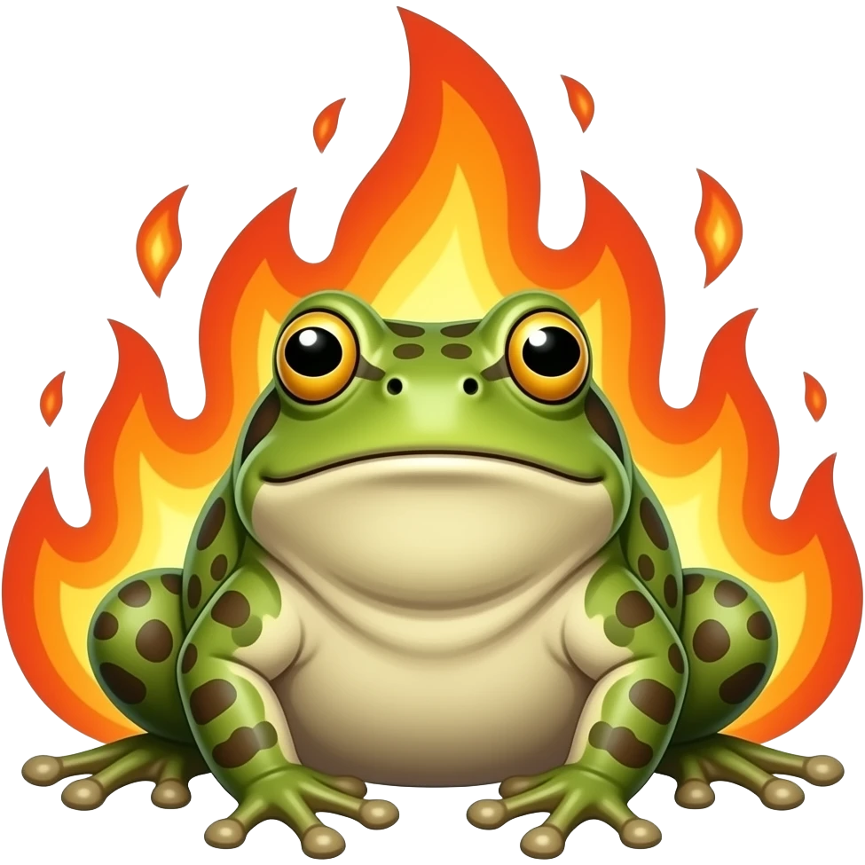 bufo frog on fire emoji