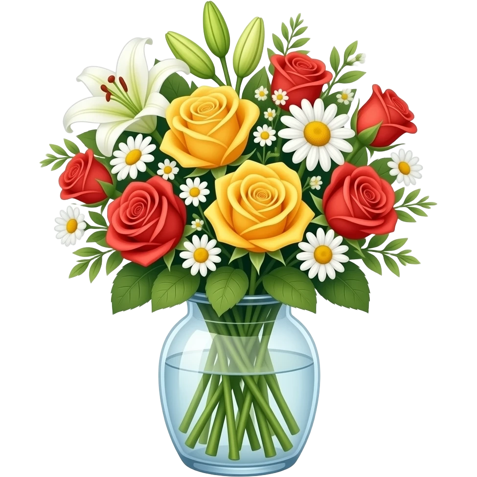 different colored flowers bouquet, cartoonish emoji