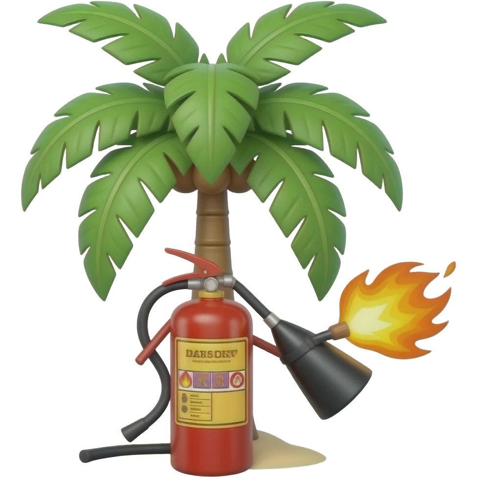 Palm tree using a fire extinguisher emoji