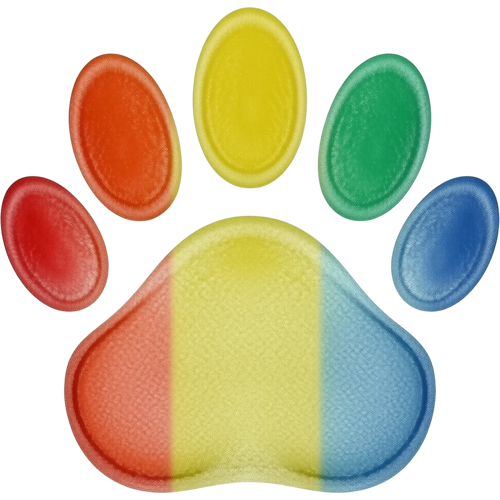 Pangolin paw stamp red and yellow and green and blue emoji