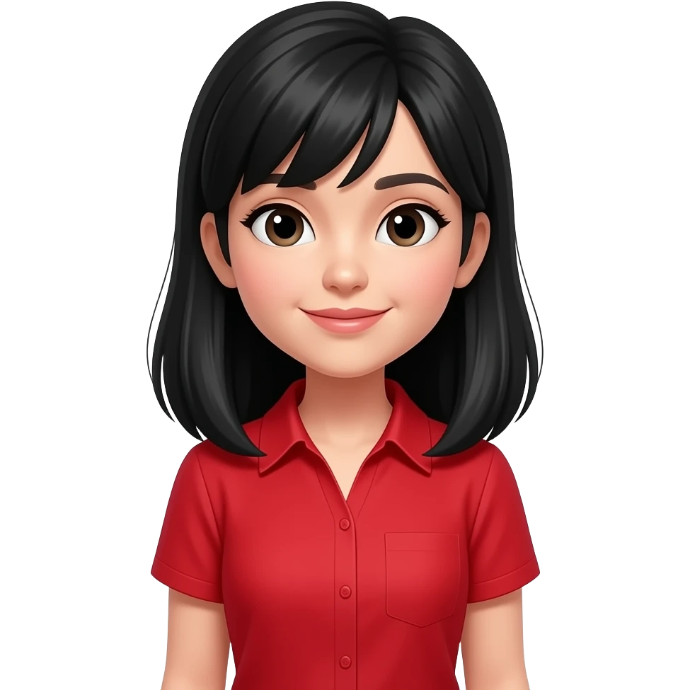woman with black hair red shirt full body emoji