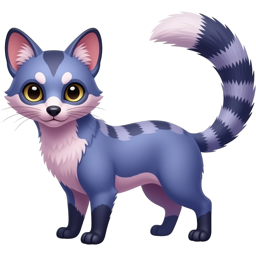 Blue-purple-pinkish civet-genet-hybrid emoji