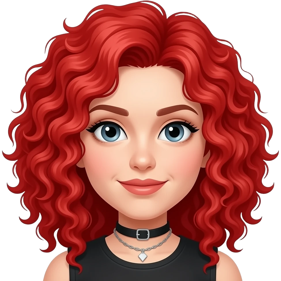 uma garota roqueira do cabelo vermelho e cacheado emoji