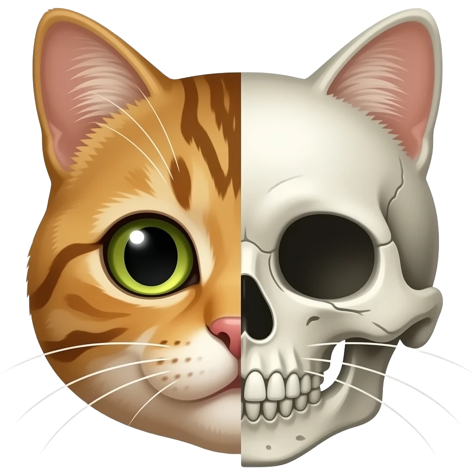 cat face half part alive half part skull emoji