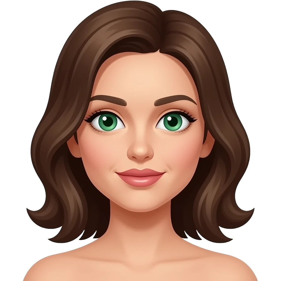 Italian girl with brown medium hair no curls green eyes and big lips with gloss emoji