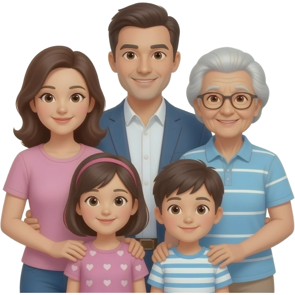 емья мама пап бабушка дедушка дети emoji