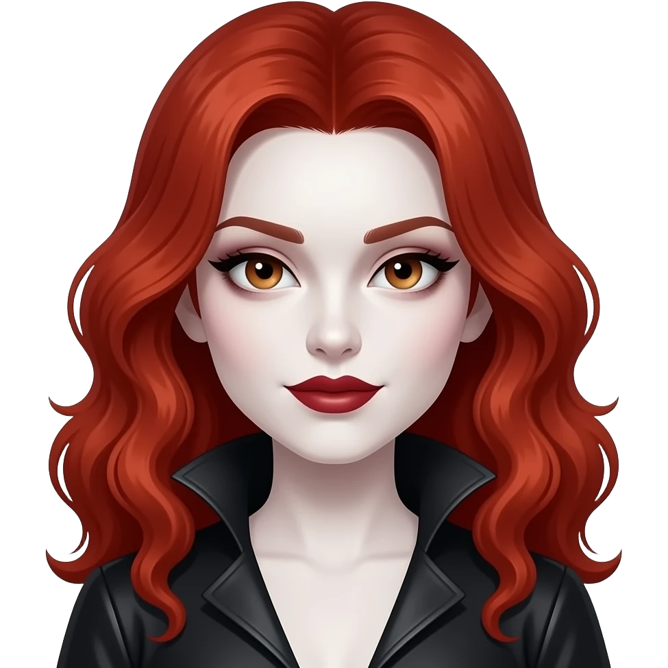 Vampiro femmina con pelle bianca e capelli rossi ondulati emoji